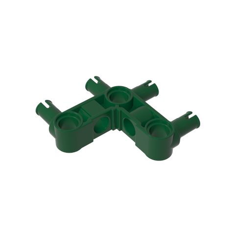 Gobricks,Technic Pin Connector Hub Perpendicular 3 x 3 Bent with 4 Pins (Pin Ridges Across Part),55615