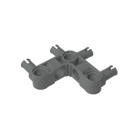 Gobricks,Technic Pin Connector Hub Perpendicular 3 x 3 Bent with 4 Pins (Pin Ridges Across Part),55615