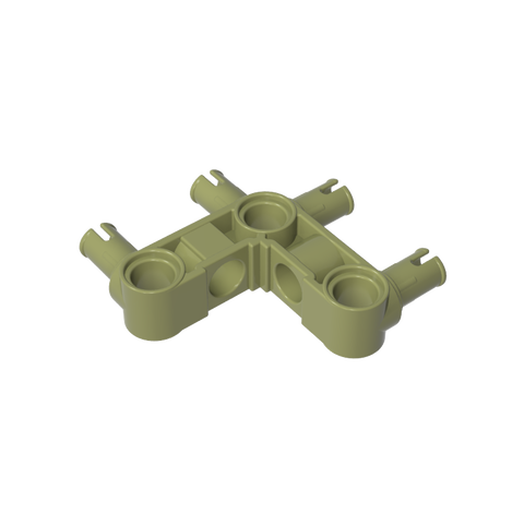 Gobricks,Technic Pin Connector Hub Perpendicular 3 x 3 Bent with 4 Pins (Pin Ridges Across Part),55615