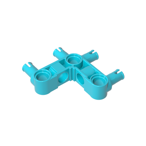 Gobricks,Technic Pin Connector Hub Perpendicular 3 x 3 Bent with 4 Pins (Pin Ridges Across Part),55615