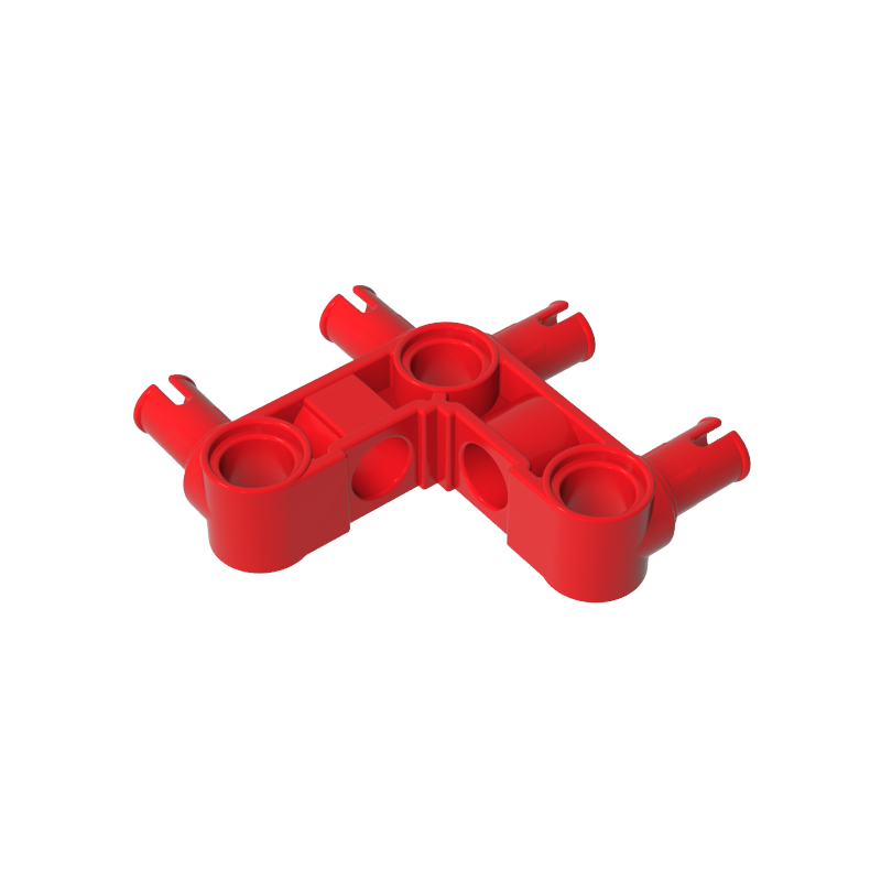 Gobricks,Technic Pin Connector Hub Perpendicular 3 x 3 Bent with 4 Pins (Pin Ridges Across Part),55615