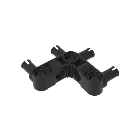 Gobricks,Technic Pin Connector Hub Perpendicular 3 x 3 Bent with 4 Pins (Pin Ridges Across Part),55615