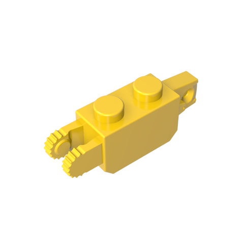 Gobricks,Hinge Brick 1 x 2 Locking with 1 Finger Vertical End and 2 Fingers Vertical End, 9 Teeth,30386,39893