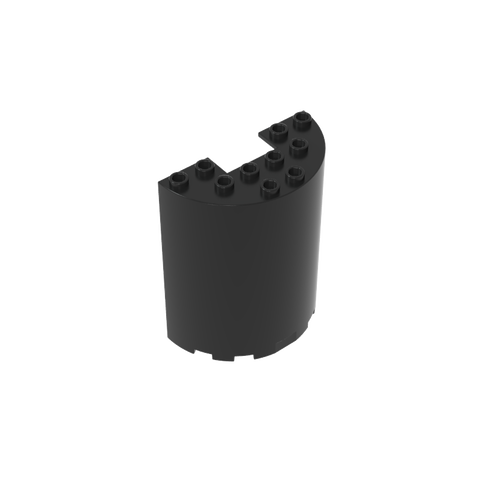 Gobricks,Cylinder Half 3 x 6 x 6 with 1 x 2 Cutout,87926,35347