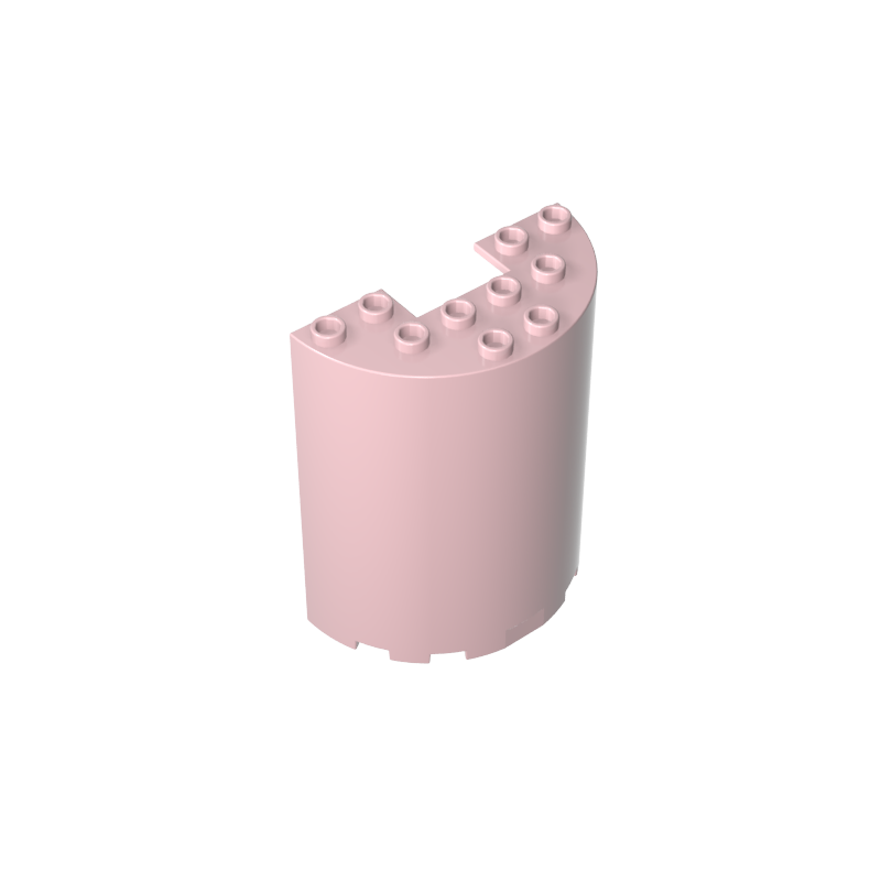 Gobricks,Cylinder Half 3 x 6 x 6 with 1 x 2 Cutout,87926,35347