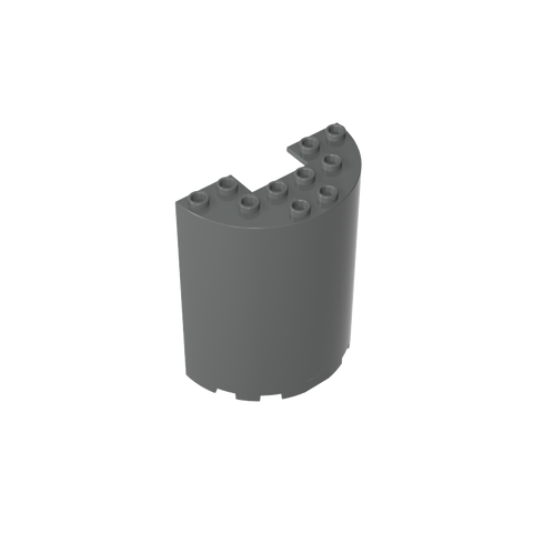 Gobricks,Cylinder Half 3 x 6 x 6 with 1 x 2 Cutout,87926,35347