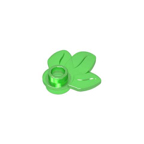 Gobricks,Plant, Plate 1 x 1 Round with 3 Leaves,32607
