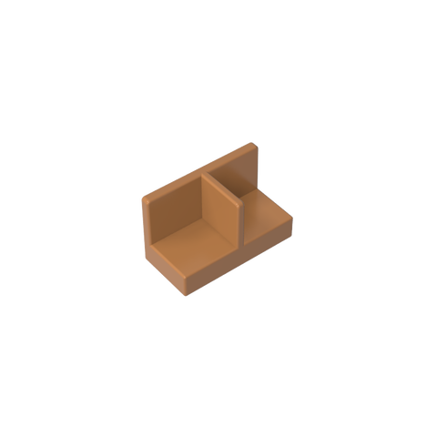 Gobricks,Panel 1 x 2 x 1 with Rounded Corners and Central Divider,93095