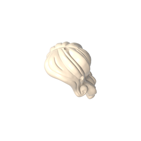 Gobricks,Minidoll Hair Long Wavy, Right Side Part, with Short Sides, 2 Holes - 1 each on Top and Side (Ariel),15677