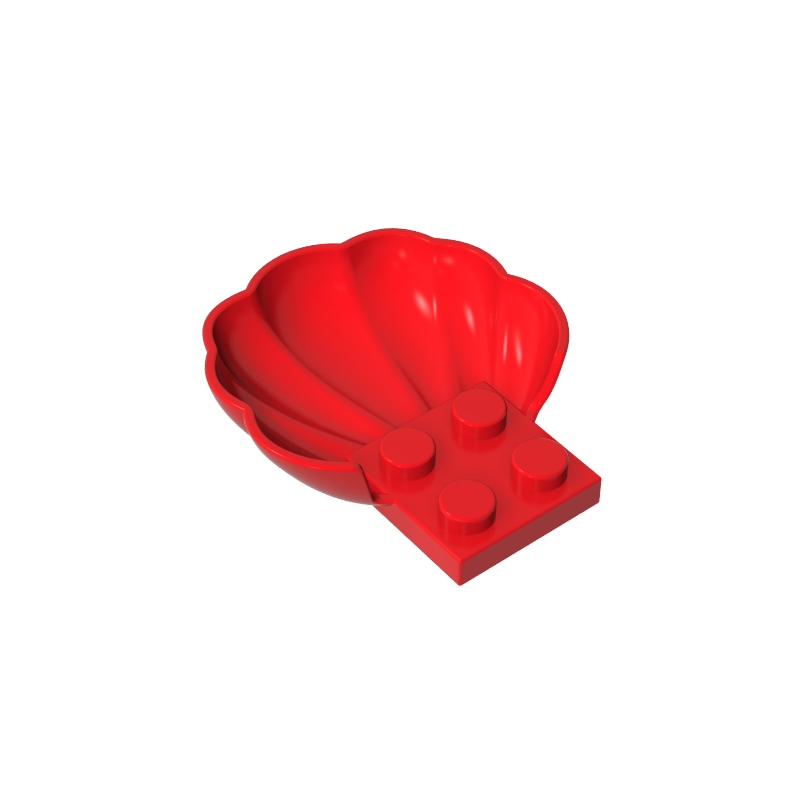Gobricks,Animal Body Part, Clam/ Scallop Half Shell with 4 Studs,18970