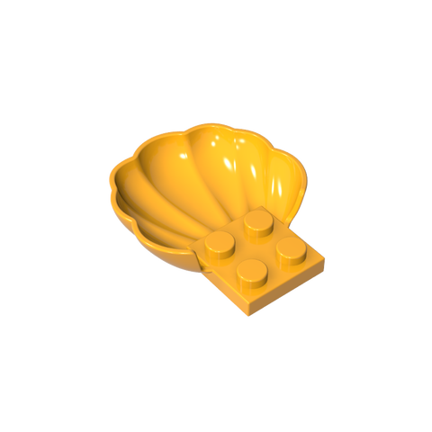 Gobricks,Animal Body Part, Clam/ Scallop Half Shell with 4 Studs,18970