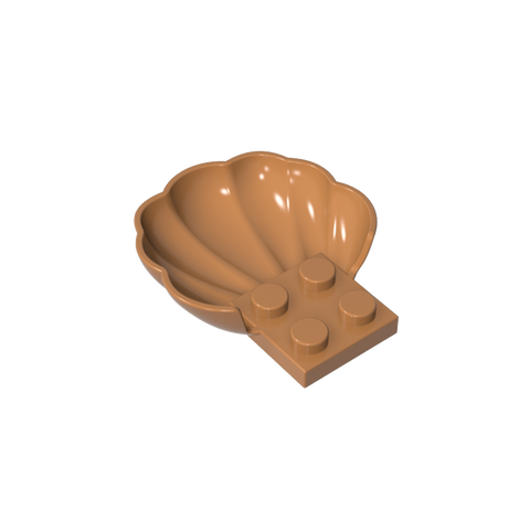 Gobricks,Animal Body Part, Clam/ Scallop Half Shell with 4 Studs,18970