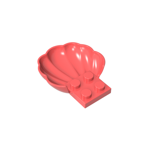 Gobricks,Animal Body Part, Clam/ Scallop Half Shell with 4 Studs,18970
