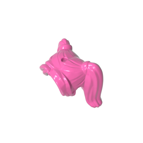 Gobricks,Minifig Hair Pigtails High, Long Bangs, Hole on Top, Hair Ties [Plain],20596