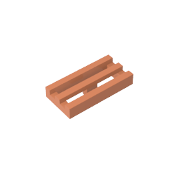 Gobricks ,Tile Special 1 x 2 Grille with Bottom Groove,2412