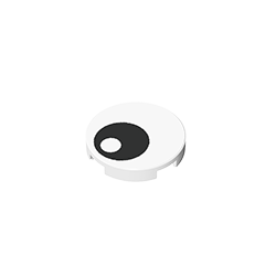 Gobricks,Tile, Round 2 x 2 with Bottom Stud Holder with Black Eye with Pupil Pattern,14769p01