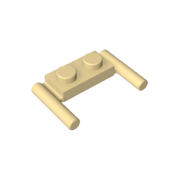 Plate Special 1 x 2 with Handles [Flat Ends / Low Attachment],3839