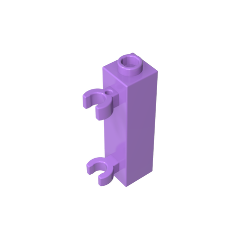 Gobricks,Brick Special 1 x 1 x 3 with 2 Clips Vertical [Hollow Stud, Open O Clips],60583,60583b,60583a,42944