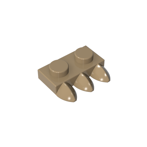 Gobricks,Plate Special 1 x 2 with Three Teeth [Tri-Tooth],15208