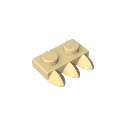 Gobricks,Plate Special 1 x 2 with Three Teeth [Tri-Tooth],15208