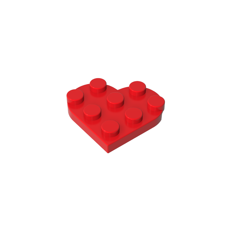 Gobricks,Plate Angled 3 x 3 with Heart Shape,39613