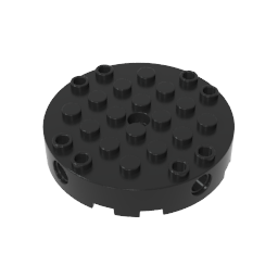 Gobricks,Brick Round 6 x 6 with 4 Side Pin Holes and Center Hole,18897