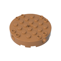 Gobricks,Brick Round 6 x 6 with 4 Side Pin Holes and Center Hole,18897