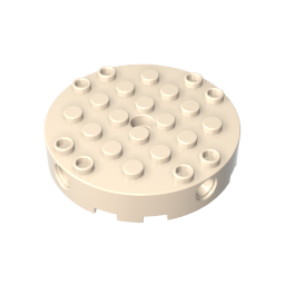 Gobricks,Brick Round 6 x 6 with 4 Side Pin Holes and Center Hole,18897