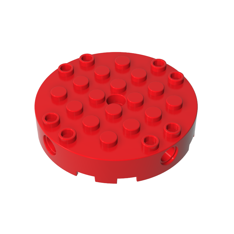 Gobricks,Brick Round 6 x 6 with 4 Side Pin Holes and Center Hole,18897