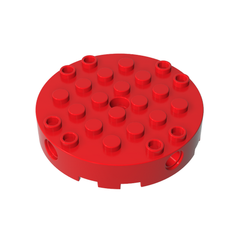 Gobricks,Brick Round 6 x 6 with 4 Side Pin Holes and Center Hole,18897