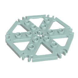 Gobricks,Technic Plate Rotor 6 Blade with Clip Ends Connected [aka Water Wheel] - Hollow Studs,64566