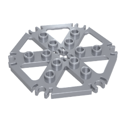 Gobricks,Technic Plate Rotor 6 Blade with Clip Ends Connected [aka Water Wheel] - Hollow Studs,64566