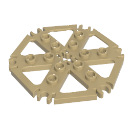 Gobricks,Technic Plate Rotor 6 Blade with Clip Ends Connected [aka Water Wheel] - Hollow Studs,64566