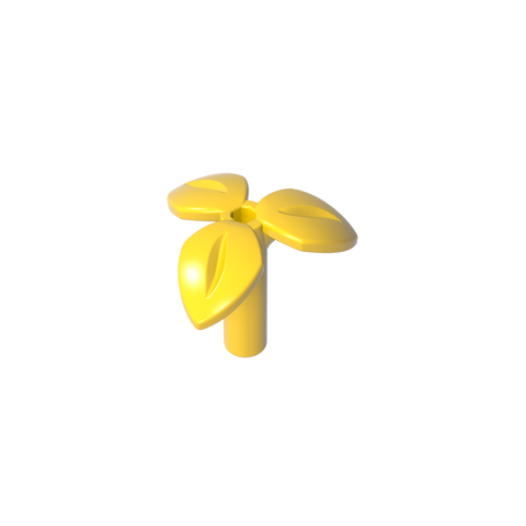 Gobricks,Plant, Stem with 3 Leaves and Bottom Pin,37695