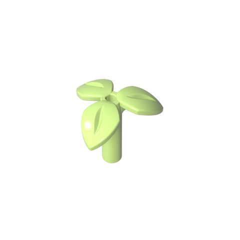 Gobricks,Plant, Stem with 3 Leaves and Bottom Pin,37695