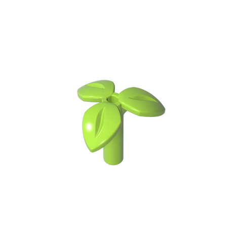 Gobricks,Plant, Stem with 3 Leaves and Bottom Pin,37695