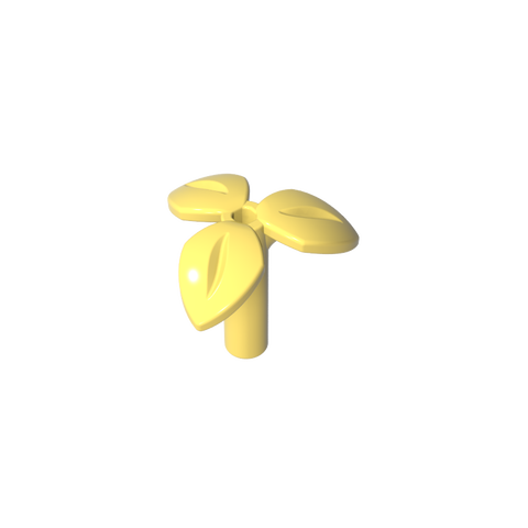 Gobricks,Plant, Stem with 3 Leaves and Bottom Pin,37695