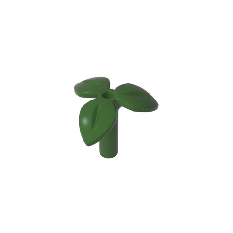 Gobricks,Plant, Stem with 3 Leaves and Bottom Pin,37695