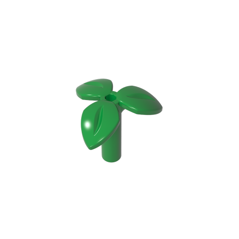 Gobricks,Plant, Stem with 3 Leaves and Bottom Pin,37695