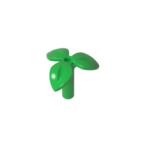 Gobricks,Plant, Stem with 3 Leaves and Bottom Pin,37695