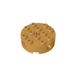 Gobricks,Brick Round 4 x 4 with 4 Side Pin Holes and Center Axle Hole,6222