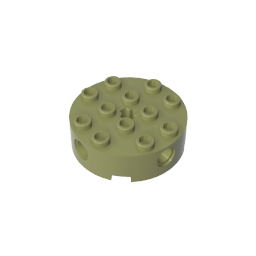 Gobricks,Brick Round 4 x 4 with 4 Side Pin Holes and Center Axle Hole,6222