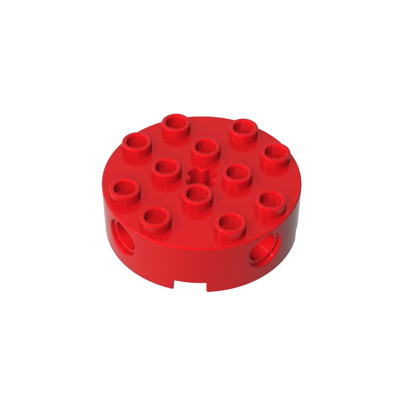 Gobricks,Brick Round 4 x 4 with 4 Side Pin Holes and Center Axle Hole,6222