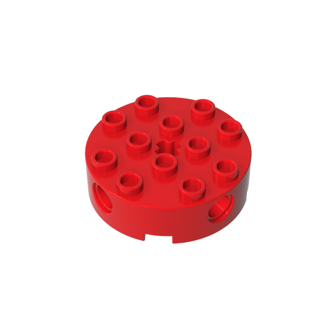 Gobricks,Brick Round 4 x 4 with 4 Side Pin Holes and Center Axle Hole,6222
