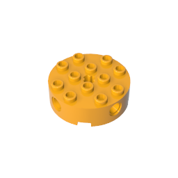 Gobricks,Brick Round 4 x 4 with 4 Side Pin Holes and Center Axle Hole,6222