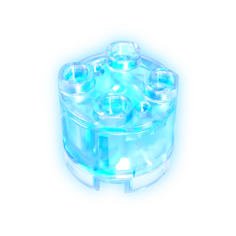 Gobricks,2x2 cylindrical LED lighting parts-blue light-bright blue shell