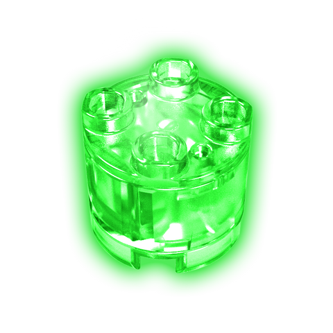 Gobricks,2x2 cylindrical LED lighting parts-emerald green light-transparent shell