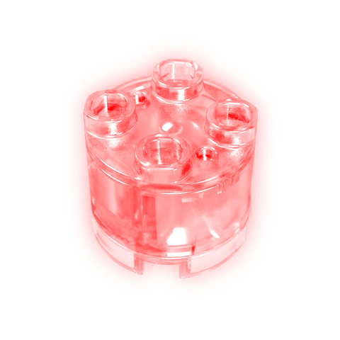 Gobricks,2x2 cylindrical LED lighting parts-red light-transparent shell