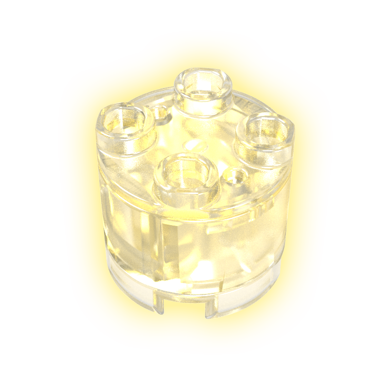 Gobricks,2x2 cylindrical LED lighting parts-yellow light-transparent shell,gdsf0375