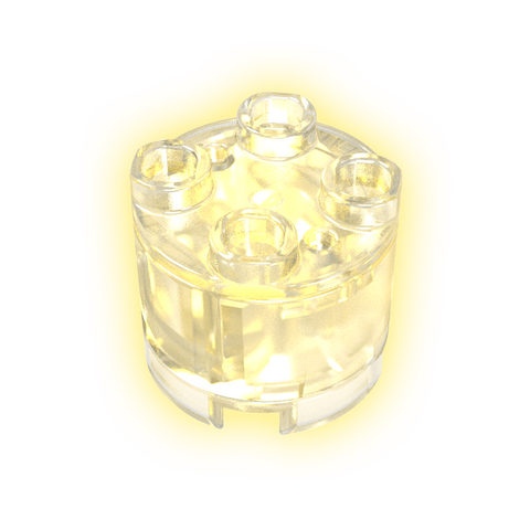 Gobricks,2x2 cylindrical LED lighting parts-yellow light-transparent shell,gdsf0375